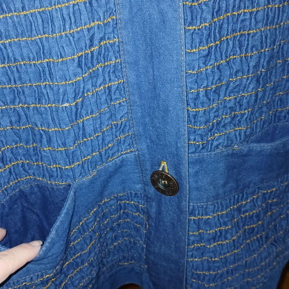 Blue Textured Button-Up Jacket - Picture 3 of 6